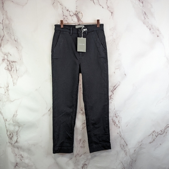 Everlane Pant The Slim Leg Crop Washed Black High Rise Stretch Ankle NEW - Picture 4 of 13